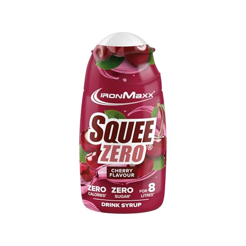 IronMaxx SqueeZero Cereza 65ml - Sirope Sin Azúcar ni Calorías | Prepara Hasta 8L de Bebida Refrescante | Sabor Intenso a Cereza | Ideal para Dietas y Estilo de Vida Saludable