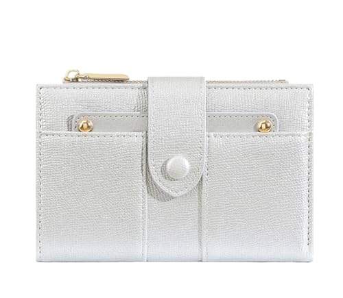 Women's Wallets Large Capacity Multifunctional Two Compromise Long Card Holder Wallet Coin Purse(Silver)