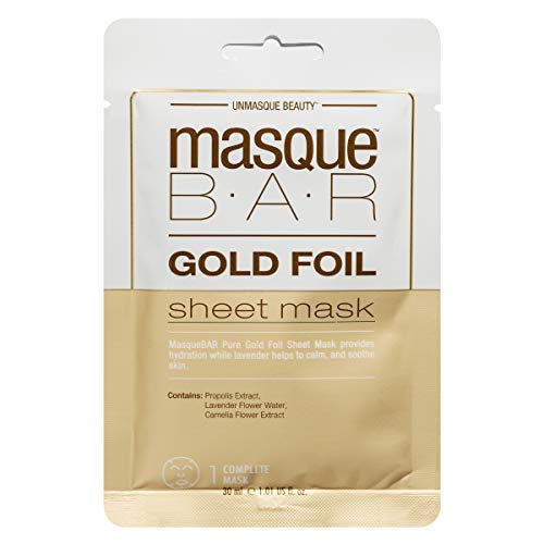 Masque Bar Gold Foil Gift Set — 1 Gold Foil Facial Sheet Mask — 2 Gold Foil Face Peel Off Masks — 1 Pure Gold Hydrogel Eye Patch — Korean Beauty Face Skin Care Full Treatment #TOP2