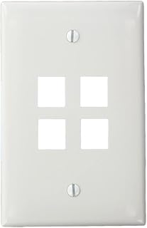 Leviton 41091-4WN QuickPort Midsize Wallplate, Single Gang, 4-Port (White)