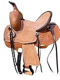 RESISTANCE Youth/Child Ranch Western Saddle, Pony/Kids Hard Seat Floral Tooled Saddle (12', Black)