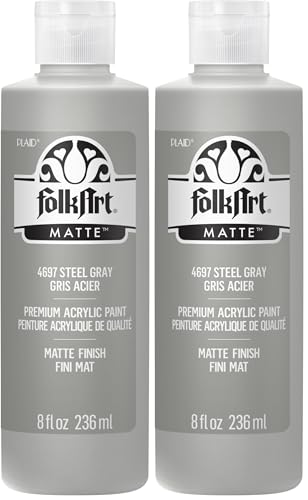 Image of FolkArt Acrylic Paint in Assorted Colors (8 oz), Steel Gray (Pack of 2)