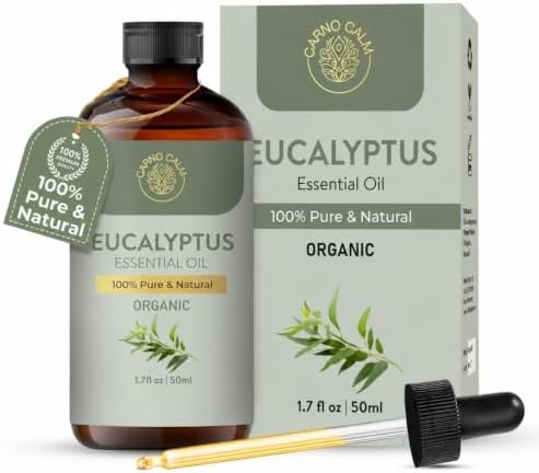 Carno Calm Organic Eucalyptus Oil 50ml - 100% Pure & Natural Eucalyptus Oil | for Diffusers, Candle Making, Soap Making & DIY | 1.7 fl oz