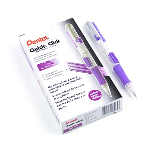 Pentel Quick Click Mechanical Pencil (0.7Mm), Violet Barrel, Box Of 12 Pencils (Pd217V) #TOP10