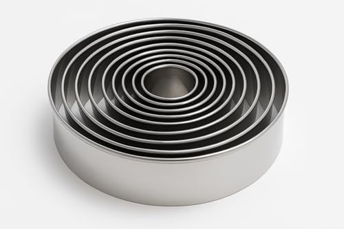 Image of Round Cookie Cutter Set (12 pcs) - Stainless Steel Baking Molds for Cookies, Biscuits & Pastry | Durable Commercial-Grade Metal Cutters for Baking & Kitchen Use