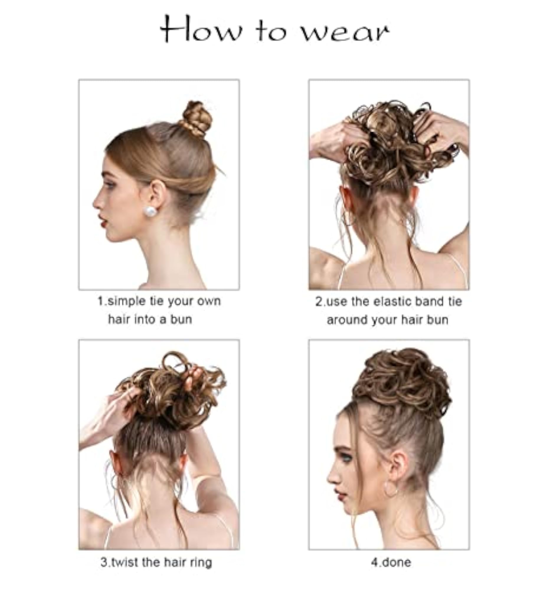 Curly Synthetic Updo Hair Piece for Women, Light