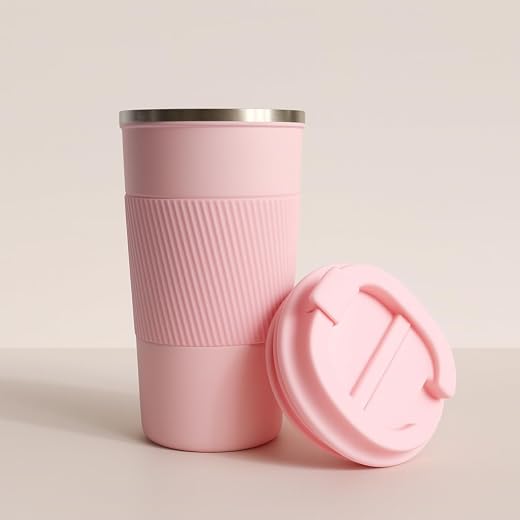 YELONA Baby Pink 510 ML Insulated Stainless Steel Coffee Tea Tumbler for Hot Cold Beverages Portable Travel Mug Leak Proof...
