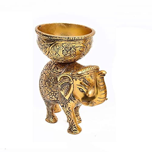 Image of KridayKraft Metal Elephant Dry Fruit Bowl Showpiece Gold Polish for Your Home,Office Table & Gift Article,Animal Decorative Showpiece Figurines.