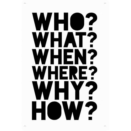 Who What When Where Why How Metal Sign Posters Decor