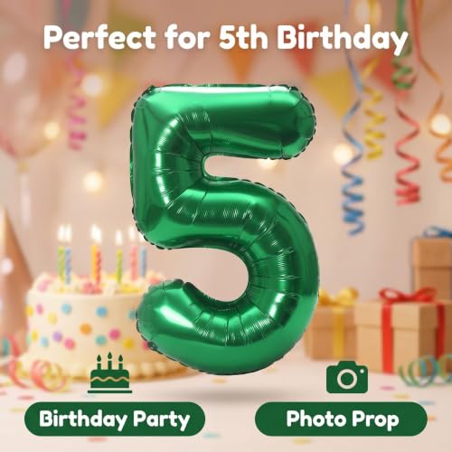 Image of YPSelected 32 Inch Large Foil Helium Number Balloon Birthday Wedding Party 0-9 (Green, 5)