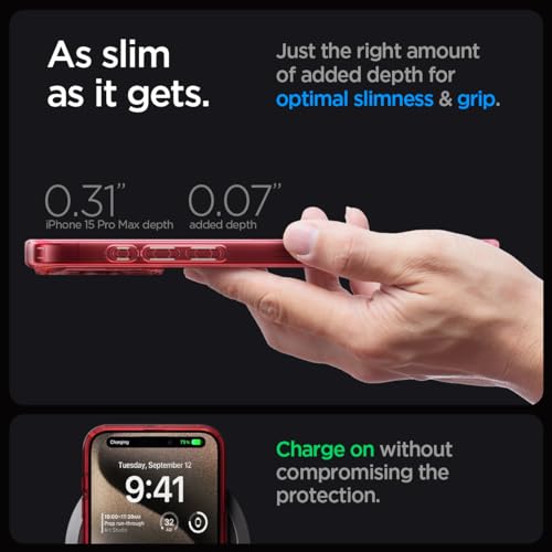 Image of Spigen for iPhone 15 Pro Max Case, Ultra Hybrid MagFit [Anti-Yellowing] [Compatible with Magsafe] - Deep Red