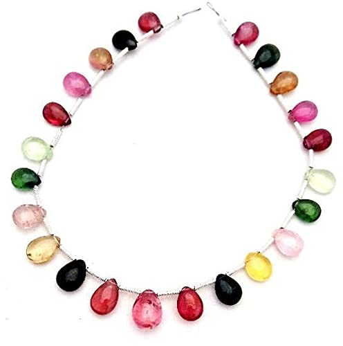Tourmaline multicolore naturelle LKBEADS en perles poires douces pour éviter les fils coincés