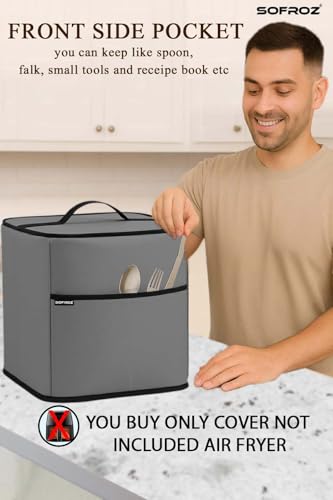 Image of Oven Air Fryer Top Cover with 2 Storage Pockets Inalsa 5.5L - Dustproof & Waterproof, Washable Protective Cover for Kitchen Appliances Inalsa 5.5L (Grey)