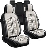ANKIV Universal Fit Waterproof Breathable Nappa Leather Automotive Vehicle Car Seat Covers Set Cushion Protector for Sedan SUV