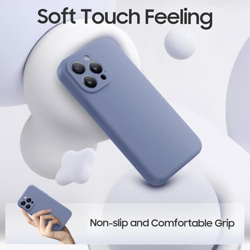 Image of DIZORO Square Candy Liquid Silicone iPhone Case Back Cover for iPhone 11 Pro, All Cube Series with Microfiber Lining Compatible iPhone (11 Pro 5.8 inch, Lavender Grey)