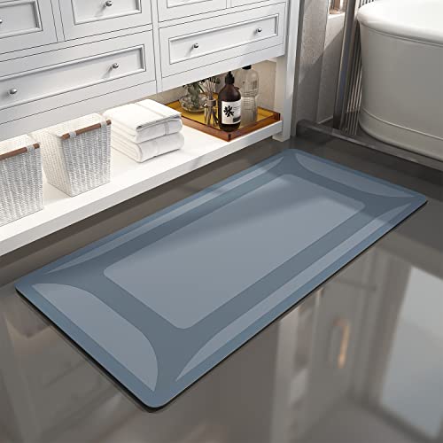 SIXHOME Bath Mat Rug - Quick-Dry, Rubber Backed Blue 24x48