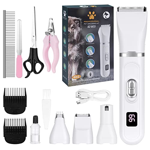 OFFCUP Dog Grooming Kit, Pet Hair Clipper, Grooming Clippers Pet Clipper Shaver Low Noise Rechargeable Cordless Dog Grooming Clippers Electric Pet Clippers for Dogs Cats Pets Hair Trimmer (White) OFFCUP Dog Grooming Kit, Pet Hair Clipper, Grooming Clippers Pet Clipper Shaver Low Noise Rechargeable Cordless Dog Grooming Clippers Electric Pet Clippers for Dogs Cats Pets Hair Trimmer (White)