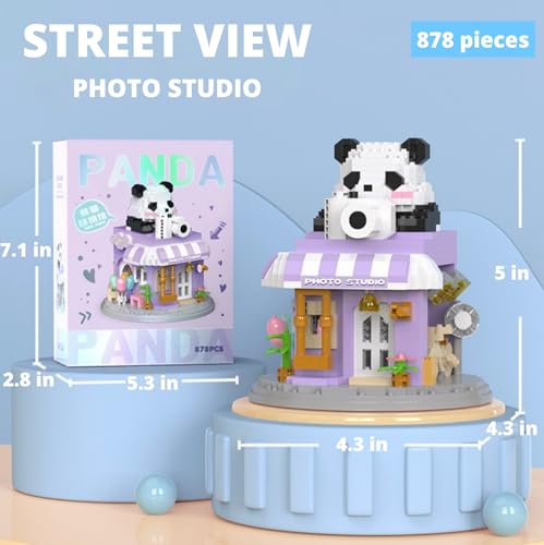 WULOBOOI Street View Photo Studio Mini Building Blocks,878 Pieces Cute Panda Animal Micro Building Sets,Simulation Architecture Construction Toy,Creative Gifts for Adults Teens 12+ — view 3