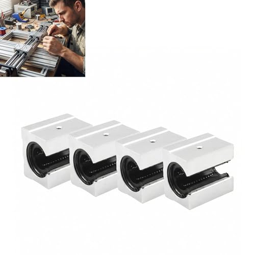 Ensemble de 4 Blocs Linéaires à Glissière SBR20UU - Aluminium de Haute Précision pour Rail de Guidage 20mm - Idéal pour Imprimante 3D, Fraiseuses CNC et Machines de Gravure - Performance Fluide et Lon