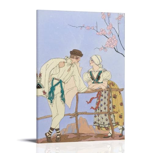 Tableau d'art George Barbier 1921 Gentils Propos | Toile déco 50x75cm