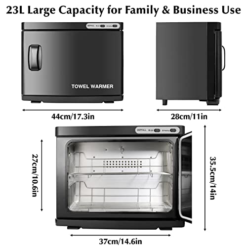Depfall Hot Towel Warmer, Professional 23L Large Capacity Hot Towel Cabinet, 2-In-1 Spa Towel Warmers For Facials, Barber, Salon, Esthetician, Upgrade Fast Heating Aluminum Interior, Black #TOP3