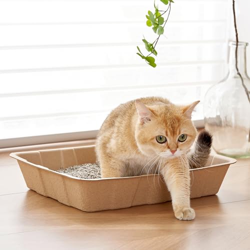 Vealind Disposable Litter Boxes for Cats Cardboard Cat Litter Trays Cat Travel Toilet Litter Pan Liners Kitty and Small Animals Leakproof Litter Box (5 Pack)