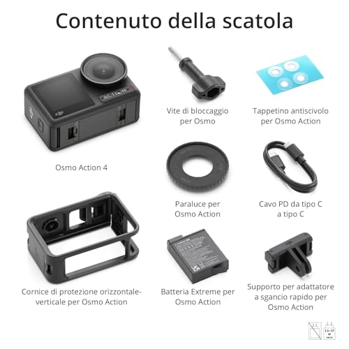 Osmo Action 4 Combo Essenziale - Action cam impermeabile 4K/120fps con sensore 1/1.3”, macchina fotografica subacquea,incredibili immagini con scarsa illuminazione,prestazioni cromatiche a 10 bit - Gadget - Immagine 7