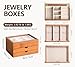 Clasin Home Jewelry Box with Glass Lid, 3 Layer Jewelry Organizer for Women, Solid Wooden Jewelry Box Display for Ring Earrings Necklace Bracelet, Pine Wood Jewelry Boxes Vintage Style for Gifts