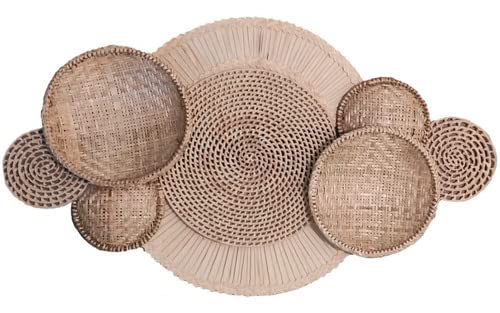 4 Peneiras De Palha +3 Sousplats +2 Leques - Composição Decoração