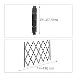 Relaxdays Hundeabsperrgitter, ausziehbar bis 118 cm, 69-82,5 cm hoch, Bambus, Hunde Schutzgitter, Treppe & Tür, schwarz