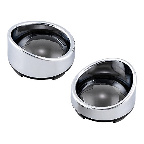 Chrome ABS Ring Visor-Style Turn Signal Bezels with Smoke Lens for Deuce turn signals Compatible with Harley Custom Cruiser Touring Dyna Softail Sportster Motorcycle