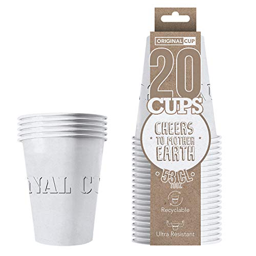 Original Cup - 20 x Gobelets Américains en Carton 53 Cl - Soirée Beer Pong - Blanc
