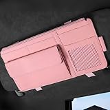 【HOHE KAPAZITÄT UND MATERIALIEN】 Diese Aufbewahrungstasche für die Autoblende aus Leder mit einem extra großen Fach, einem Netzfach, einem Sonnenbrillenhalter und einem Stiftclip ist langlebig.