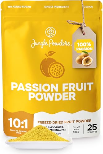 Jungle Powders Passion Fruit Powder 3.5 Ounce, Freeze Dried Passion Fruit Puree Powder for Baking Smoothies Lilikoi Granadilla Additive Free Passionfruit Purée Extract Passion Fruit Juice Supplement