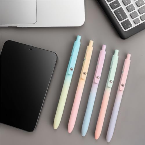 5-Pack Gradient Gel Pens, 0.7mm Black Ink Fine Point Smooth Writing Pens, Smooth Writing Retractable Pens with Soft Pastel Design, Perfect for Journaling, Note-Taking, Office, and School Supplies — view 2