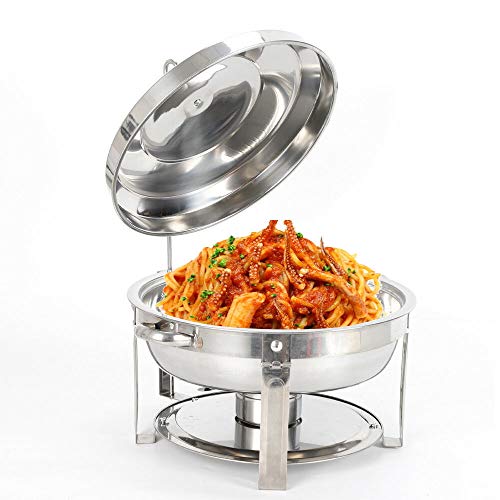 Foto von 7.5L Runder Chafing Dish Standfuß Durchmesser 360 mm Edelstahl Speisenwärmer Suppen Chafing Dish