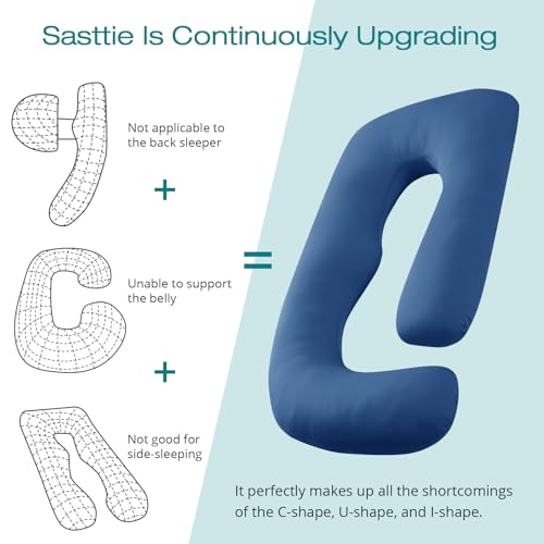 Image of Sasttie Cooling Pregnancy Pillows for Sleeping, 65'' Full Body Pillow, Navy