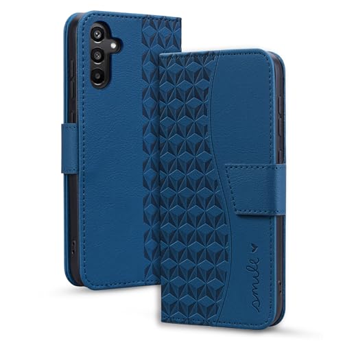 Image of LOLFZ for Samsung Galaxy A16 4G/5G Wallet Case, Card Holder Kickstand Magnetic Flip PU Leather Case Shockproof TPU Bumper Protective Phone Cover for Galaxy A16 - Blue