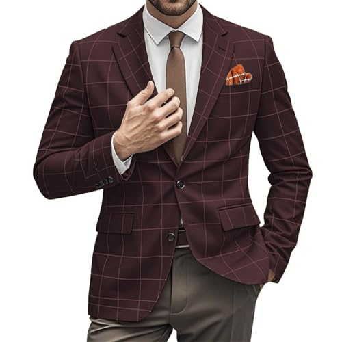 Mens Blazer Western Sport Coats for Mens Lightweight Notch Lapel Two Button Business Jacket Casual Sports Coat