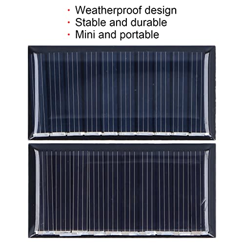 2 Stück 5 V 50 MA Mini-Solarzellen, Wetterfeste Polykristalline Solarzellen 60 X 30 Mm / 2,36 X 1,18 Zoll Langlebige Polykristalline Mehrzweck-Solarzellen für DIY-Solarzellenprojekte, Spielzeug