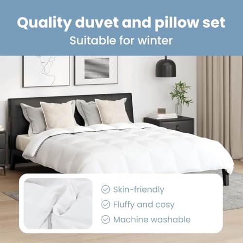 Vidaxl Set Di Piumoni Con Cuscino 3 Pcs Bianco Microfibra E Cotone, Set Copripiumino Moderno, Design Minimal, Biancheria In Cotone, Lenzuola Confortevoli, Morbido Effetto - 4