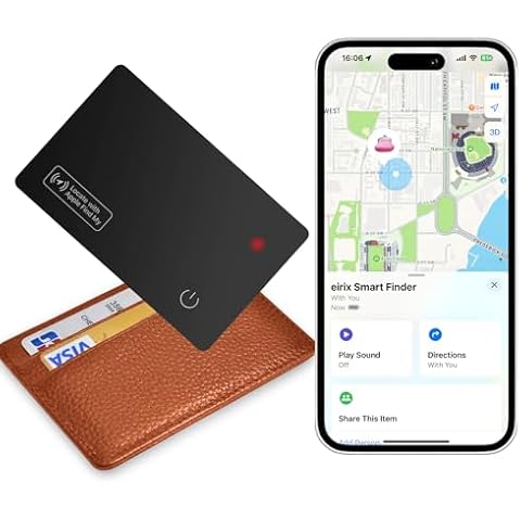 eirix Wallet Tracker Card, Slim Finder Works with Find My (iOS Only), Rechargeable Reusable Wallet Tracker and Item Locator for Luggage, Purse, Card Bag Cover