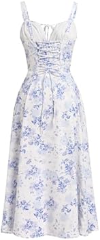 OBEEII Damesjurk met bloemen, lange zomerjurk, mouwloos