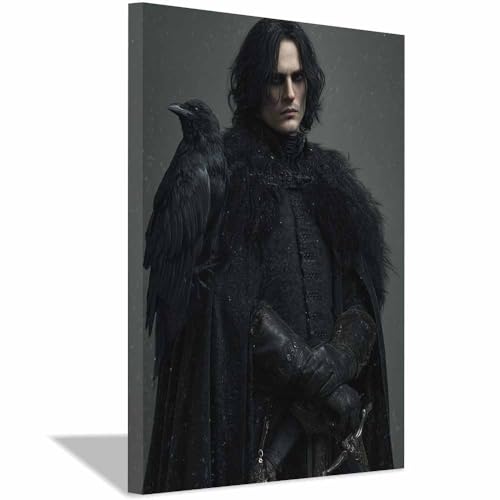 CUDAOO Halloween Village Stampe Su Tela Di Stampe Da Parete Decorazioni Servitore del Corvo per Dormitorio Camera da letto bagno soggiorno ufficio Decor(nero275)-20x30cm Incorniciato