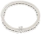 Nine West Women's 2 Row Stretch Bracelet Silver Tone Crystal Pave
