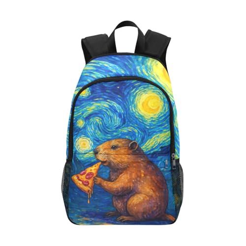Artsadd Mochila Capybara, mochila para comer pizza, unissex, masculina, feminina, anime, bolsa de viagem leve, bolsa de livros fofa de animais