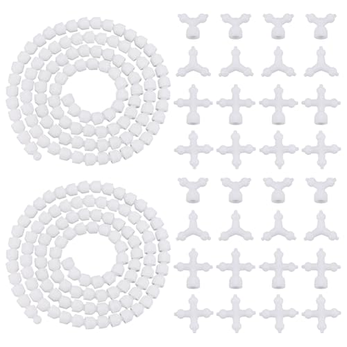 UNICRAFTALE 10Pcs White Doll Armature Set 1 Yard 9.5mm Movable Skeleton Armature with 4Y and 4X Chest Connectors Plastic Puppet Body Figure Frame for Stuffed Animal Bear Dolls Making DIY Crafts