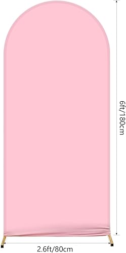Miniatura 2 de AIBIIN Cubierta de fondo de arco de elastano rosa de 2.6 x 6 pies, cubierta de arco de boda rosa, soporte de fondo de arco de pared para boda, baby