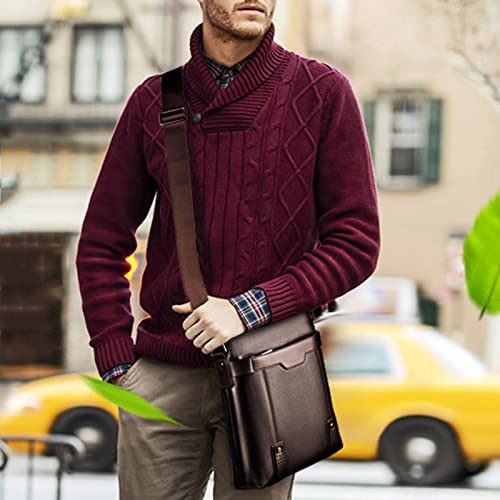 IKAXIYO Bolsa carteiro masculina de couro sintético para viagem de negócios, bolsa transversal de om