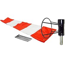 USA Made 8" X 36" All Weather Orange and White Windsock with 8" Heavy Duty Ball Bearing Frame